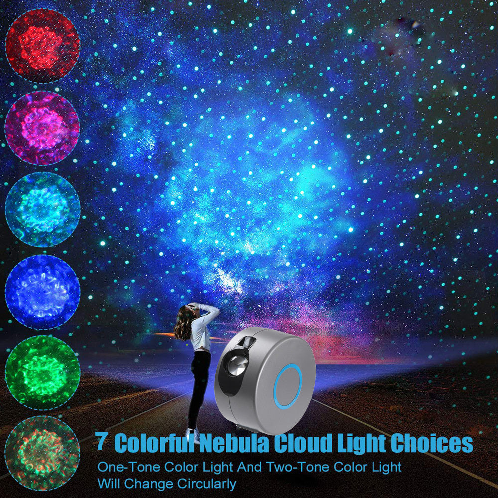 Galaxy projector in a cosy room